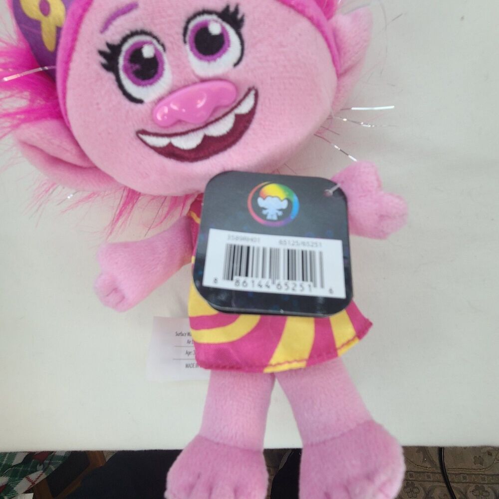 Poppy Plush Stuffed Animal Trolls World Tour 8" NWT Pink Dress Harmony Music - Picture 5 of 10
